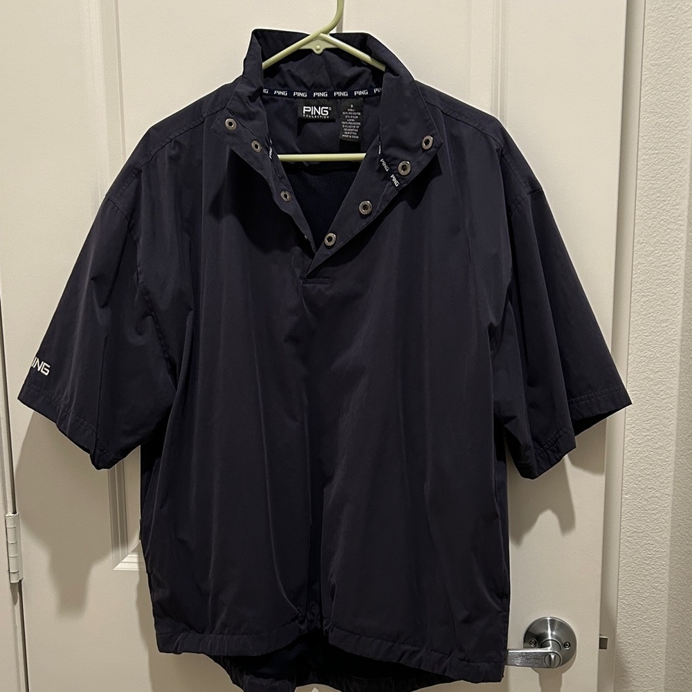 PING Men's Short-Sleeve Golf Pullover Windshirt in Navy (S)